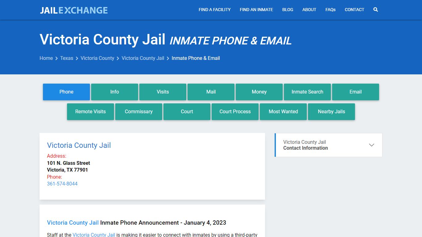 Inmate Phone - Victoria County Jail, TX - Jail Exchange